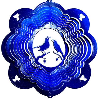 DSA 21352 12" Lovebirds Wind Spinner-Blue Starlight