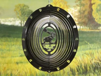 Dakota Steel Art 23451 12" Moose Wind Spinner - Black Starlight