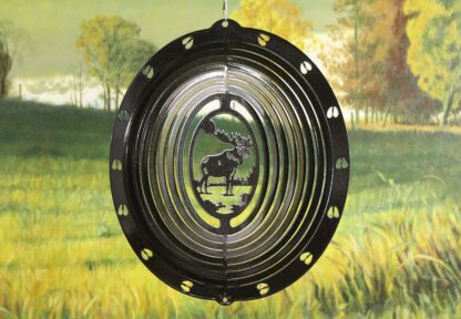 Dakota Steel Art 23451 12" Moose Wind Spinner - Black Starlight