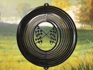 Dakota Steel Art 27951 12" Racing Flags Wind Spinner - Black Starlight