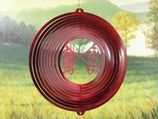 Dakota Steel Art 27961 12" Racing Flags Wind Spinner - Red Starlight
