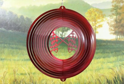 Dakota Steel Art 27961 12" Racing Flags Wind Spinner - Red Starlight