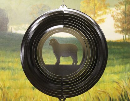 Dakota Steel Art 30651 12" Sheep Wind Spinner - Black Starlight