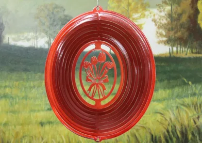 DSA 33011 12" Tulips Wind Spinner-Red Starlight