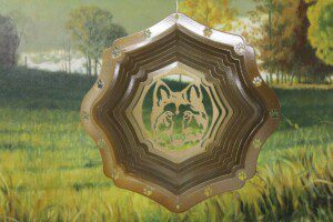 Dakota Steel Art 35155 12" Wolf Head Wind Spinner - Copper Starlight