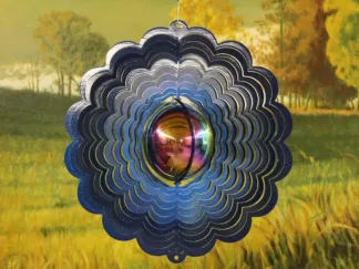 Dakota Steel Art 40352 12" Gazing Ball Wind Spinner - Blue Starlight