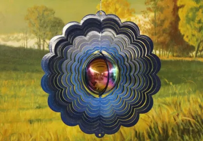 Dakota Steel Art 40352 12" Gazing Ball Wind Spinner - Blue Starlight