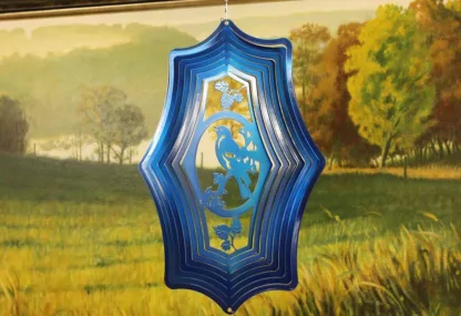 Dakota Steel Art 46702 15" Theme Lovebird Wind Spinner - Blue