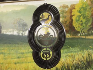 Dakota Steel Art 47051 15" Theme Motorcycle Wind Spinner - Black Starlight