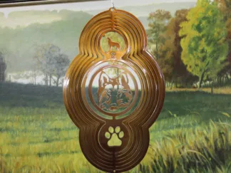 Dakota Steel Art 47955 15" Theme Wolf Head Wind Spinner - Copper Starlight