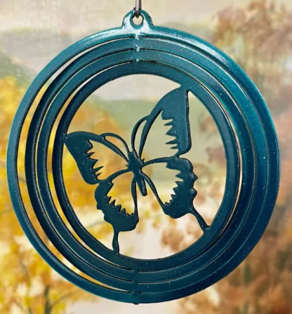DSA 50312 4" Mini Butterfly Wind Spinner-Teal Starlight (Round)