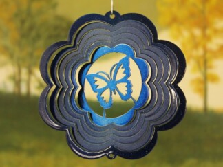 Dakota Steel Art 50352 4" Mini Butterfly Wind Spinner - Blue Starlight (Scalloped)