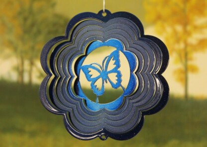 Dakota Steel Art 50352 4" Mini Butterfly Wind Spinner - Blue Starlight (Scalloped)