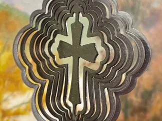 Dakota Steel Art 50754 4" Mini Cross Wind Spinner - Silver Starlight (Scalloped)