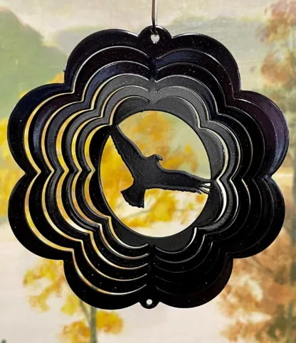 DSA 50951 4" Mini Eagle Wind Spinner-Black Starlight (Scalloped)