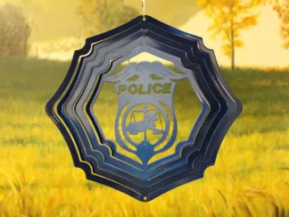 Dakota Steel Art 52752 8" Half Pint Police Wind Spinner - Blue Starlight