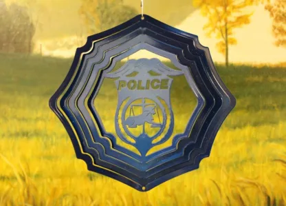 Dakota Steel Art 52752 8" Half Pint Police Wind Spinner - Blue Starlight