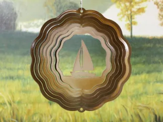 Dakota Steel Art 52855 8" Half Pint Sailboat Wind Spinner - Copper Starlight