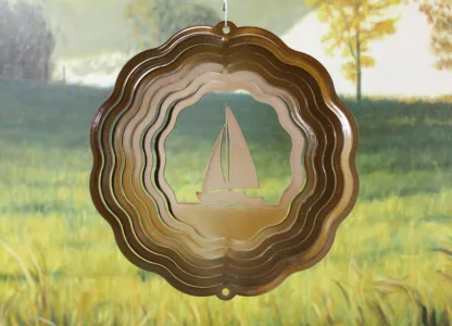 Dakota Steel Art 52855 8" Half Pint Sailboat Wind Spinner - Copper Starlight