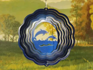 Dakota Steel Art 53252 8" Half Pint Dolphin" Wind Spinner - Blue Starlight
