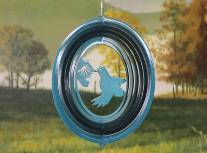 Dakota Steel Art 53862 8" Half Pint Hummingbird Wind Spinner - Teal Starlight