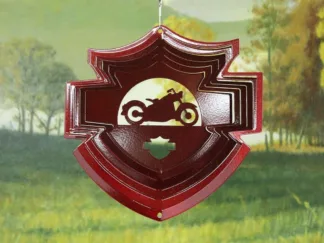 Dakota Steel Art 54561 8" Half Pint Motorcycle Shield Wind Spinner - Red Starlight