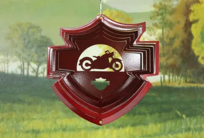 Dakota Steel Art 54561 8" Half Pint Motorcycle Shield Wind Spinner - Red Starlight