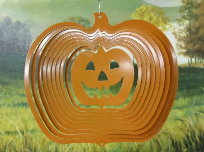 Dakota Steel Art 64458 12" Seasonal Jack 'O Lantern Wind Spinner - Orange Starlight