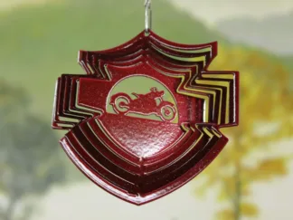 DSA 68561 3" Itsy Bitsy Motorcycle Shield Wind Spinner-Red Starlight