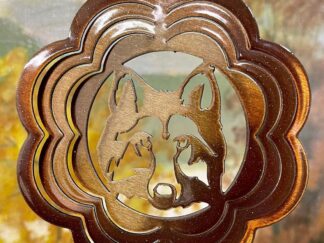 Dakota Steel Art 69555 3" Itsy Bitsy Wolf Head Wind Spinner - Copper Starlight