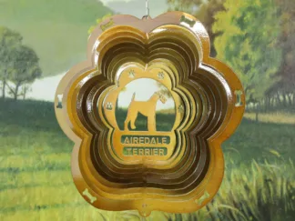 DSA 70305 12" Airedale Terrier Dog Breed Wind Spinner-Copper Starlight