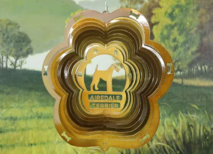 DSA 70305 12" Airedale Terrier Dog Breed Wind Spinner-Copper Starlight