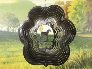 DSA 70351 12" Airedale Terrier Dog Breed Wind Spinner-Black Starlight