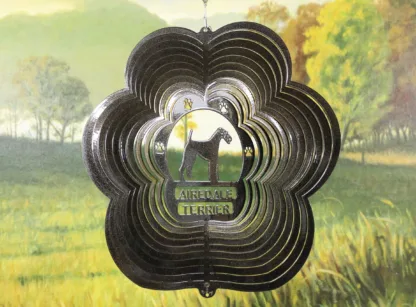DSA 70351 12" Airedale Terrier Dog Breed Wind Spinner-Black Starlight
