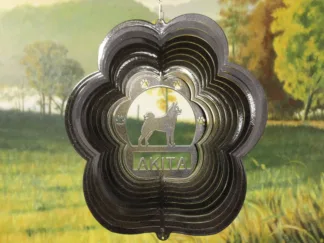 DSA 70451 12" Akita Dog Breed Wind Spinner-Black Starlight