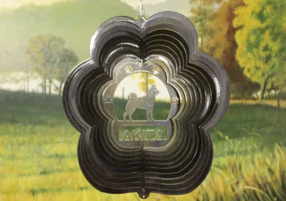 DSA 70451 12" Akita Dog Breed Wind Spinner-Black Starlight