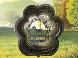 DSA 71551 12" Bassett Dog Breed Wind Spinner-Black Starlight