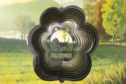 DSA 71551 12" Bassett Dog Breed Wind Spinner-Black Starlight
