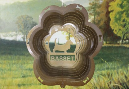 DSA 71555 12" Basset Dog Breed Wind Spinner-Copper Starlight