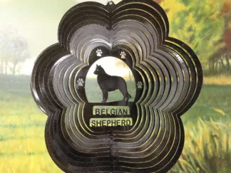 DSA 72051 12" Belgian Shepherd Dog Breed Wind Spinner-Black Starlight