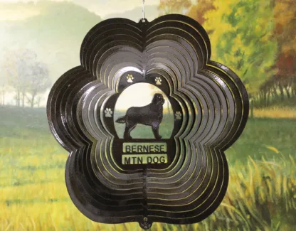DSA 72251 12" Bernese Mtn Dog Breed Wind Spinner-Black Starlight