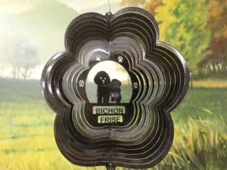 DSA 72351 12" Bichon Frise Dog Breed Wind Spinner-Black Starlight