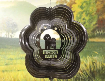 DSA 72351 12" Bichon Frise Dog Breed Wind Spinner-Black Starlight