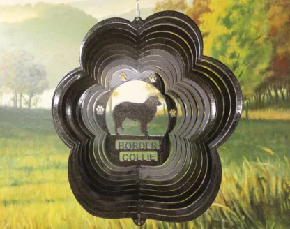 DSA 72751 12" Border Collie Dog Breed Wind Spinner-Black Starlight