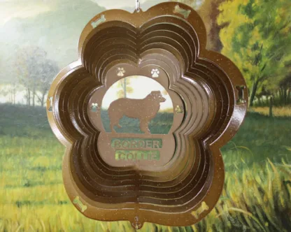 DSA 72755 12" Border Collie Dog Breed Wind Spinner-Copper Starlight