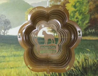 DSA 73055 12" Boston Terrier Dog Breed Wind Spinner-Copper Starlight