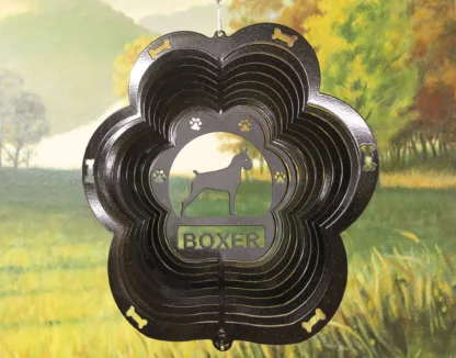 DSA 73251 12" Boxer Dog Breed Wind Spinner-Black Starlight