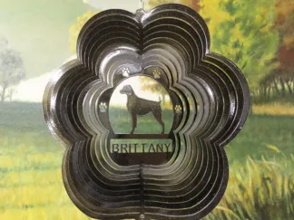 DSA 73451 12" Brittany Dog Breed Wind Spinner-Black Starlight