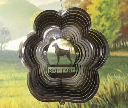 DSA 73451 12" Brittany Dog Breed Wind Spinner-Black Starlight