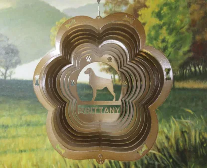 DSA 73455 12" Brittany Dog Breed Wind Spinner-Copper Starlight